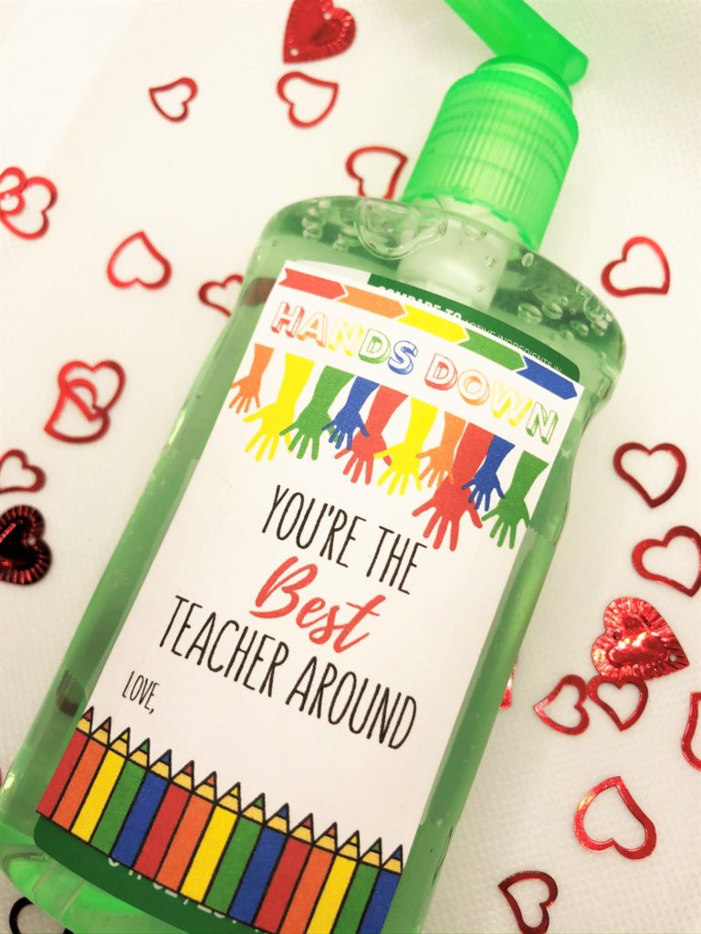 hand sanitizer valentines printable teacher gift