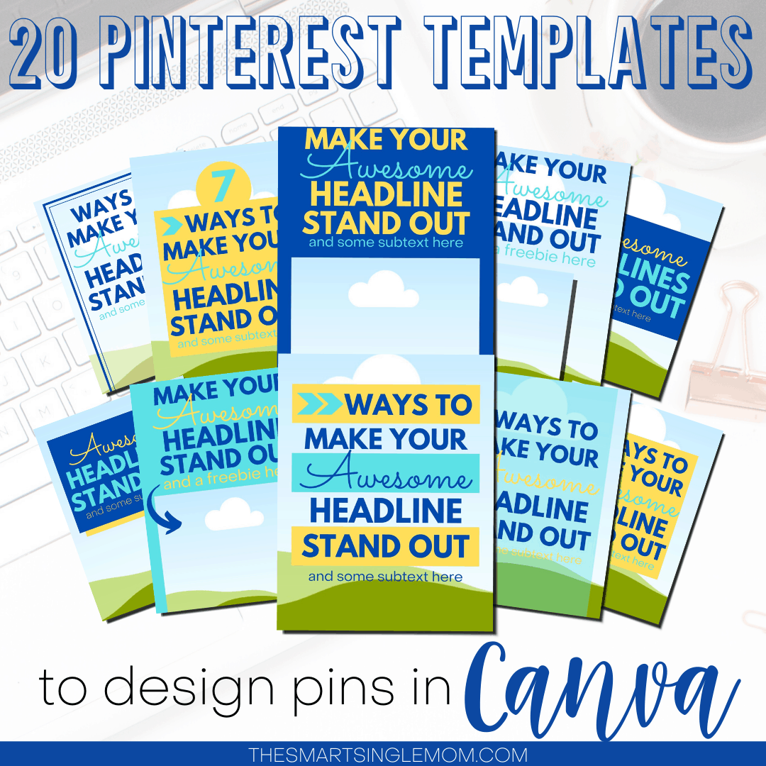 20 blue pinterest templates to design pins in canva